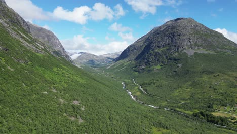 reinheimen national park in norway - mountains and nature landscape - aerial