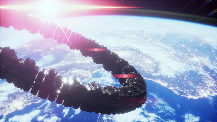 Alien mothership near Earth elements furnished by NASA