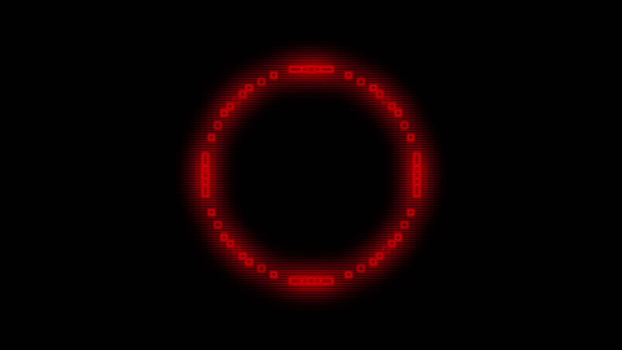 animación retro de 8 bits de círculo pulsante rojo con fondo negro