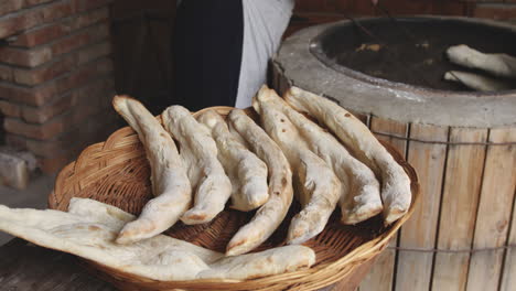 traditional shotis puri bread in a bakery at kakheti town in sighnaghi, georgia