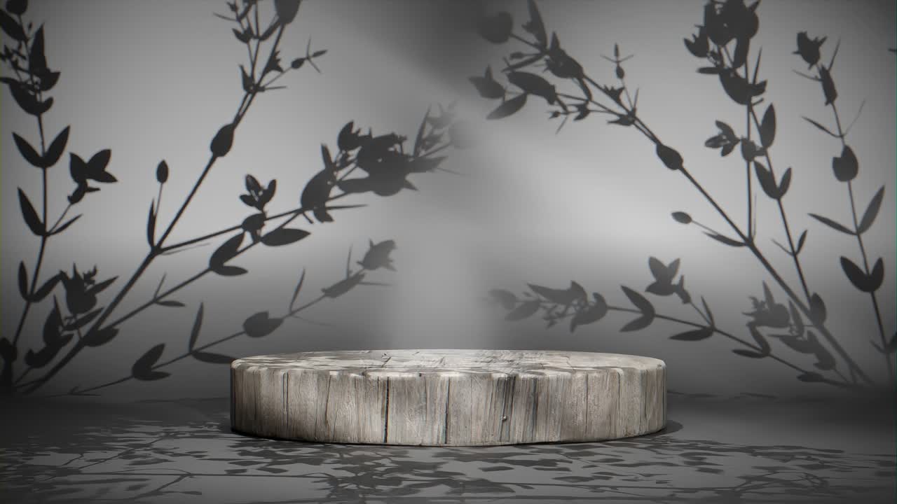 나무 플랫폼과 함께 조용한 검은 숲 실루