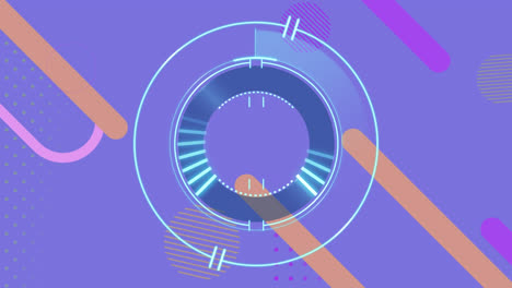 animation of loading circles over bars and line forming circles against abstract background