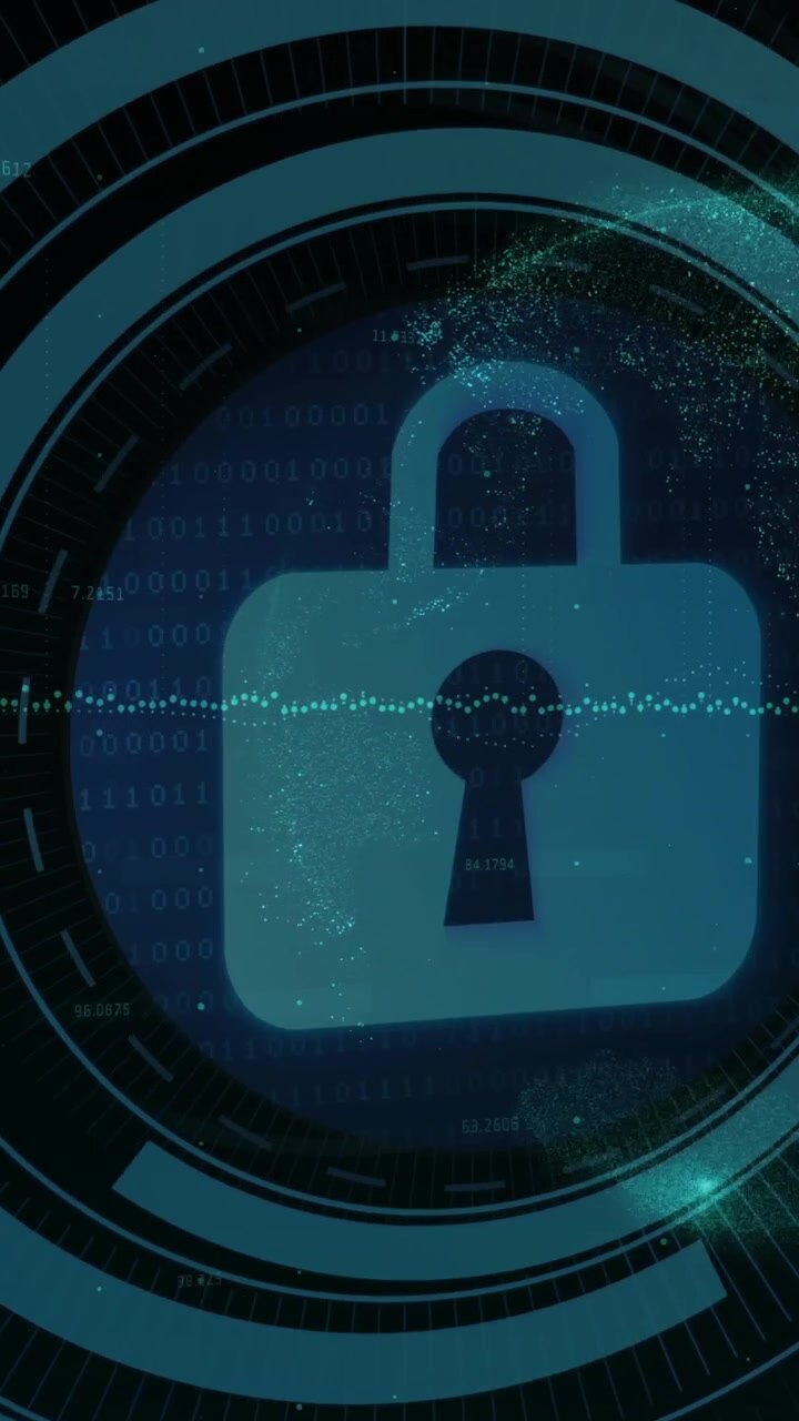 Animation of scope scanning and padlock over diagram