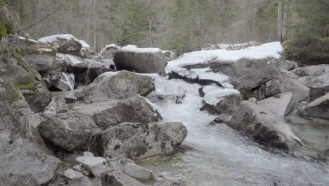 flusso con il ghiaccio nel bosco clip statico 4k sony a6300 25p s-log2