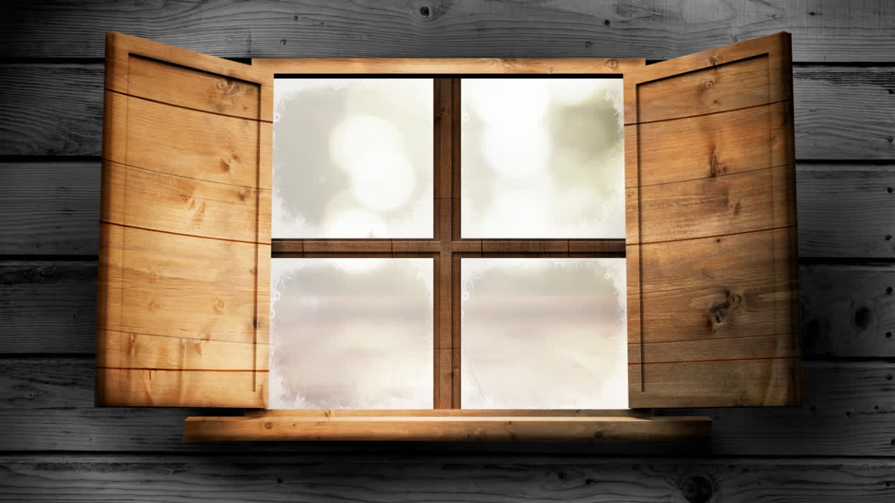 창문 뒤에 가을 잎이 떨어지는 4k