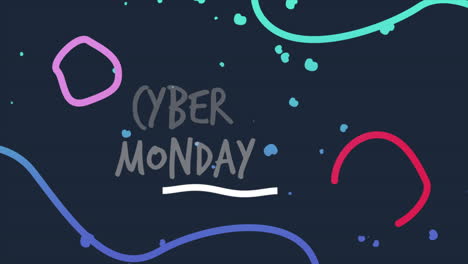 Cyber-Monday-Auf-Memphis-Muster-Mit-Kreisen-Und-Wellen