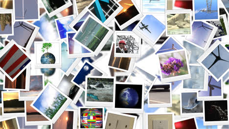 renewable energy themed collage of polaroid photographs