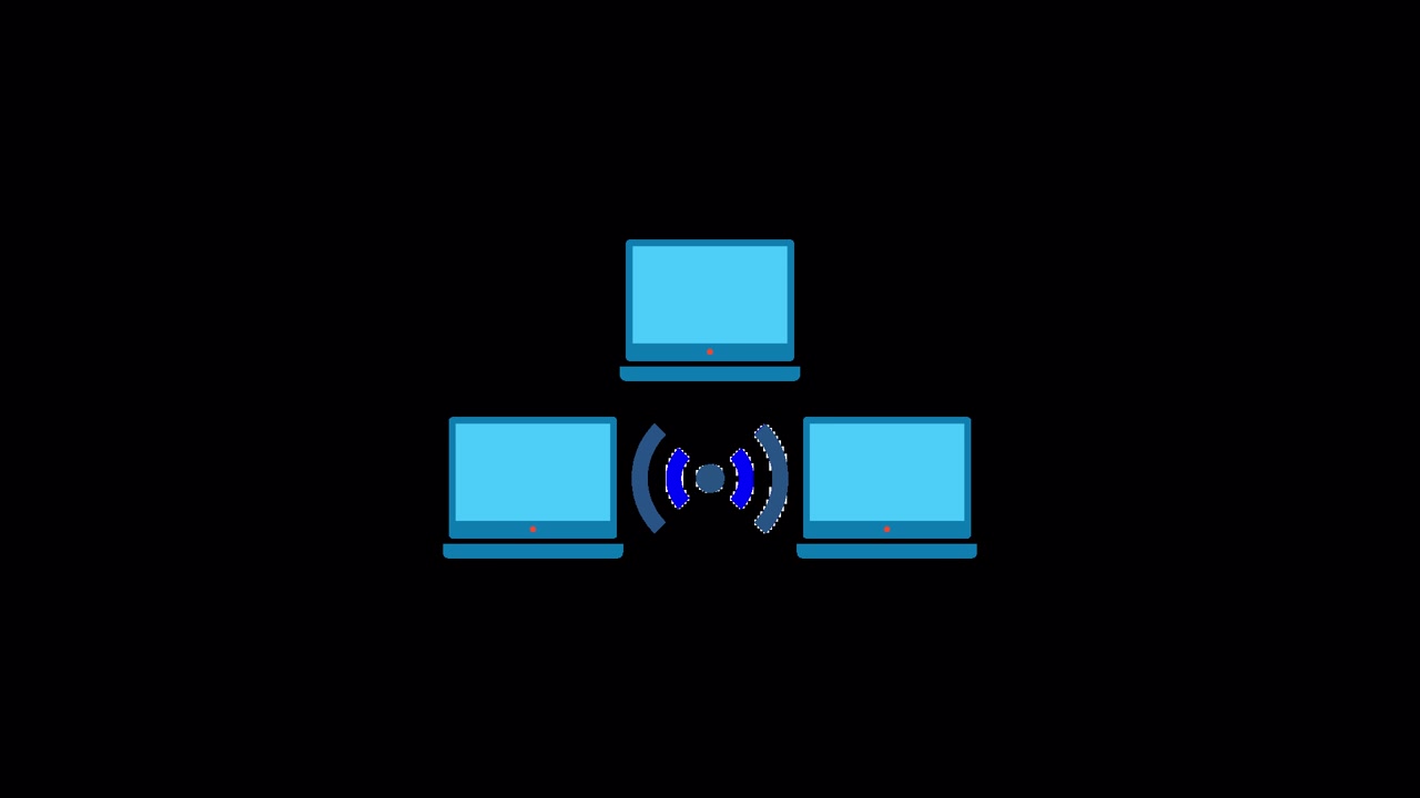 Animiertes Symbol mehrerer Computer, die sich über ein WLAN-Netzwerk verbinden