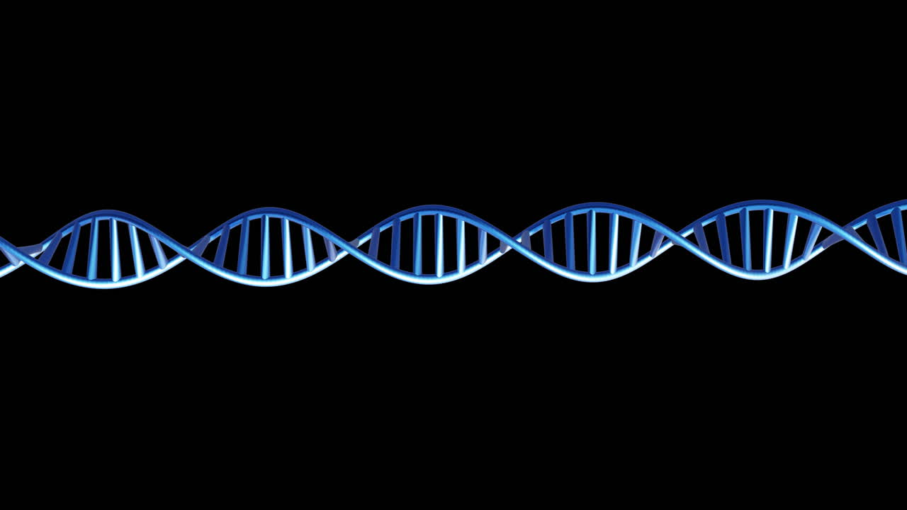 Animation of dna strand spinning with copy space over black background