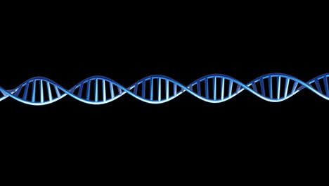 animation of dna strand spinning with copy space over black background