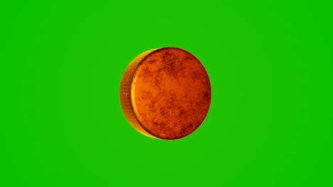 el disco de hockey dorado en el fondo de chromakey.