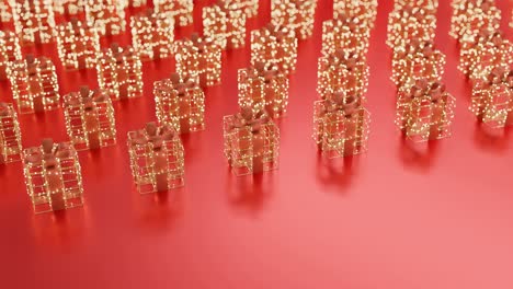 lowing gift boxes on a red backdrop background