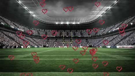 animation of hearts over sports stadium