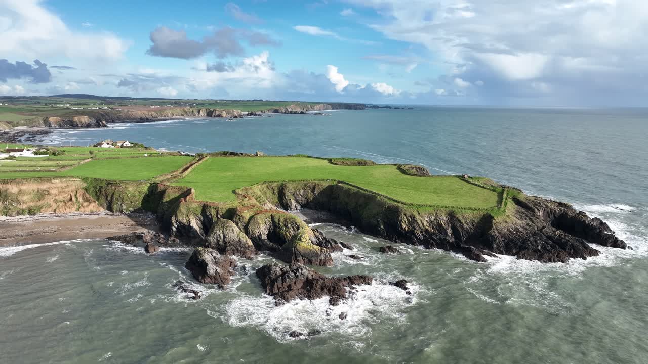 Ireland Epic Locations farmland stretching to the sea Dunabrattin Head Copper Coast Waterford