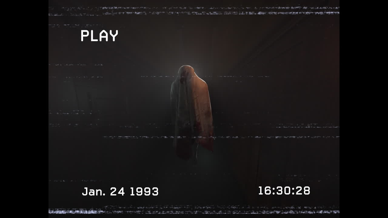 animación de interferencia sobre fantasma en fondo negro en halloween