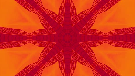 loopable kaleidoscope animation of red geometric shapes shifting over orange background