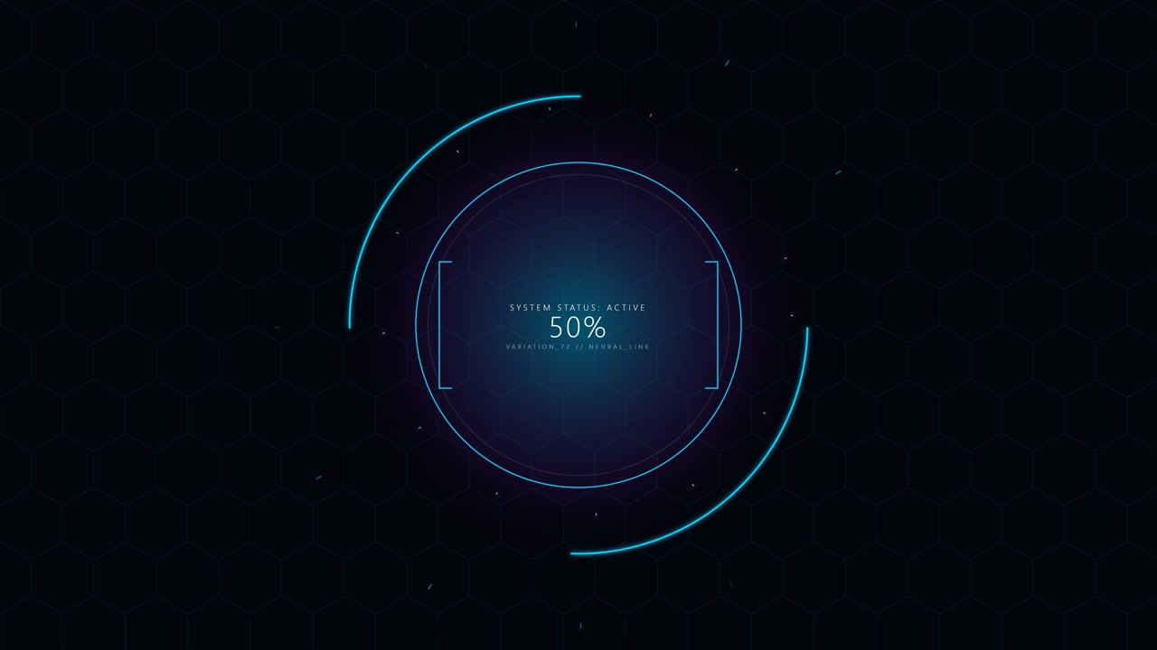 Digital Loading Progress Circle with Hexagonal Background
