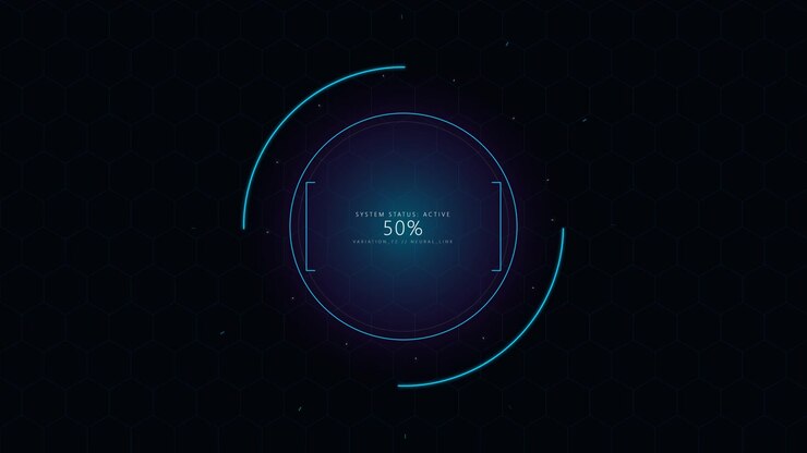 Digital Loading Progress Circle with Hexagonal Background