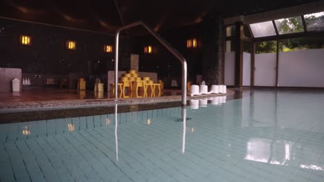 japanese bath house, hot spring "onsen" interior view of ofuro