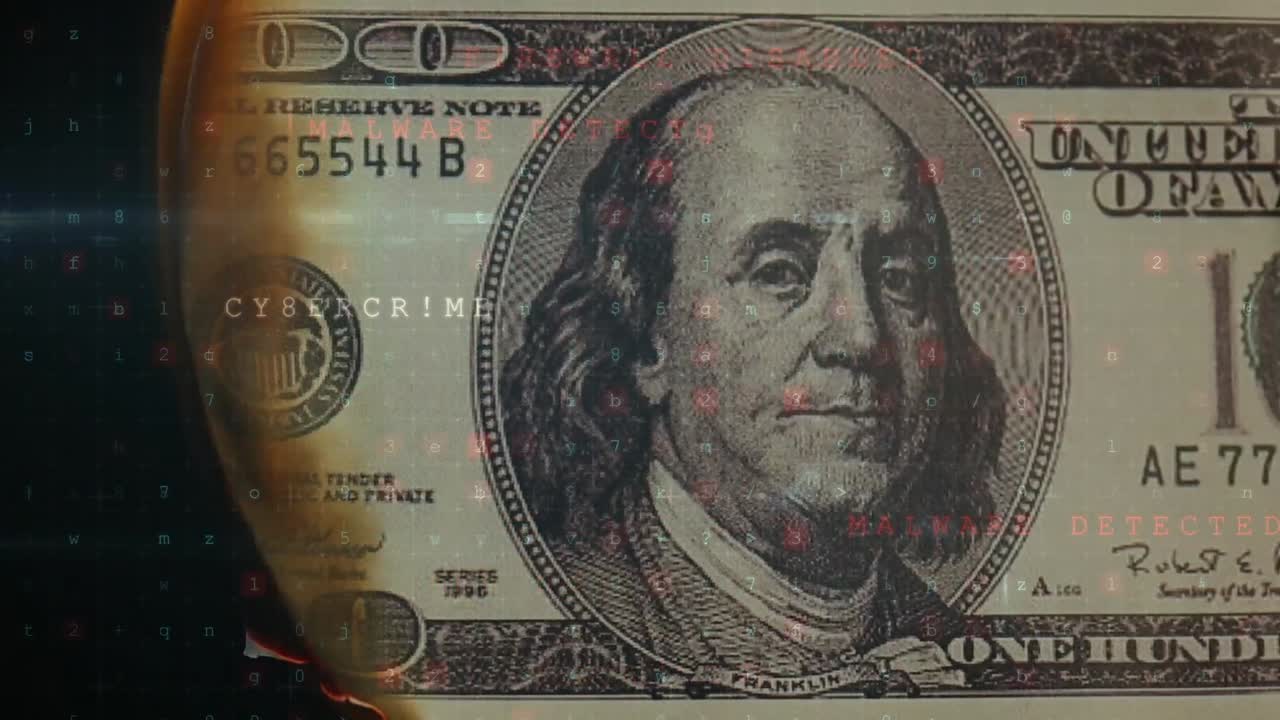 은행권 위에서 움직이는 데이터 처리의 애니메이션