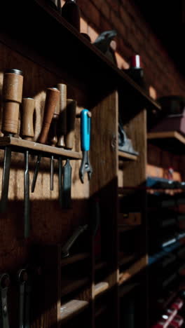 vintage woodworking tools in a rustic workshop