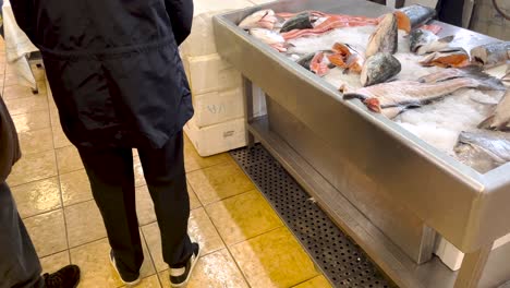 cascais fish market offering fresh meat to customers