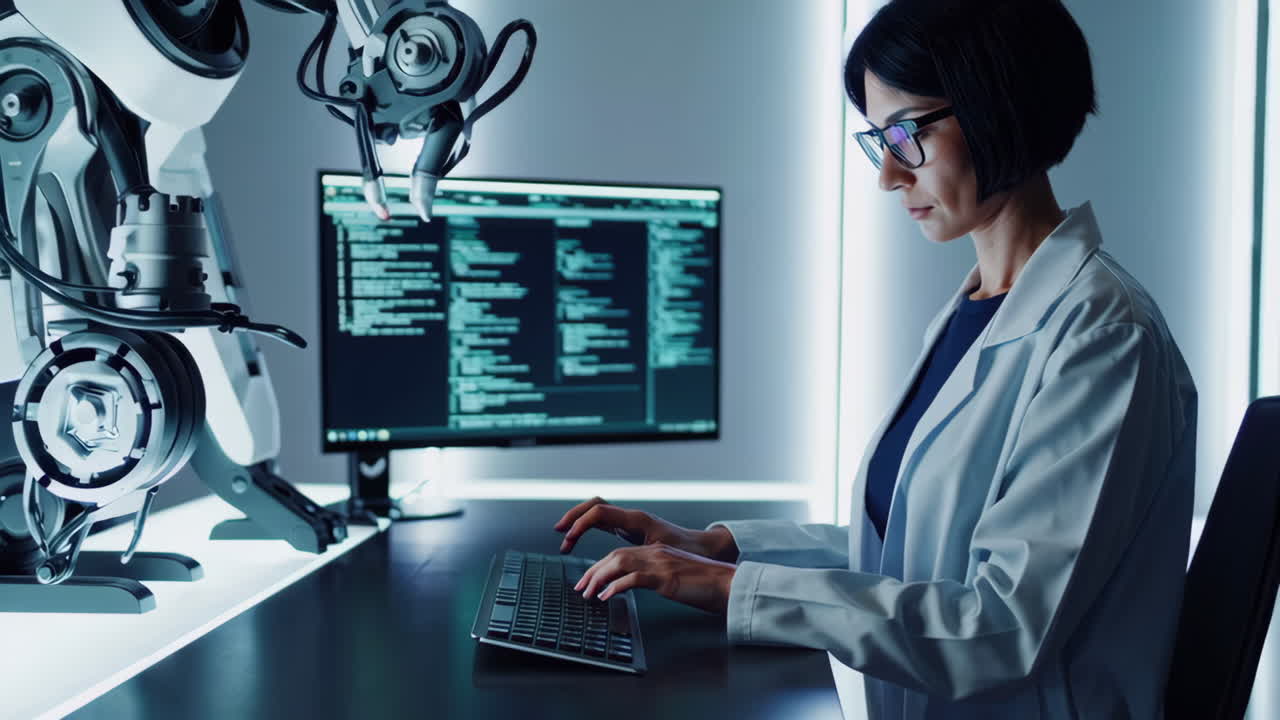 Scientist Working on Robotics and AI Development