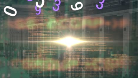 animación del procesamiento de datos en la sala de servidores