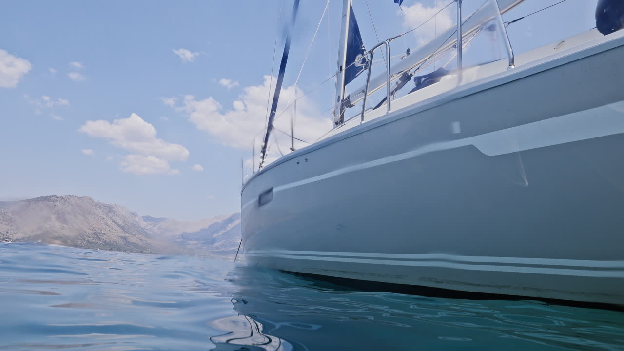 underwater view looking up to a yacht in lefkada, greece