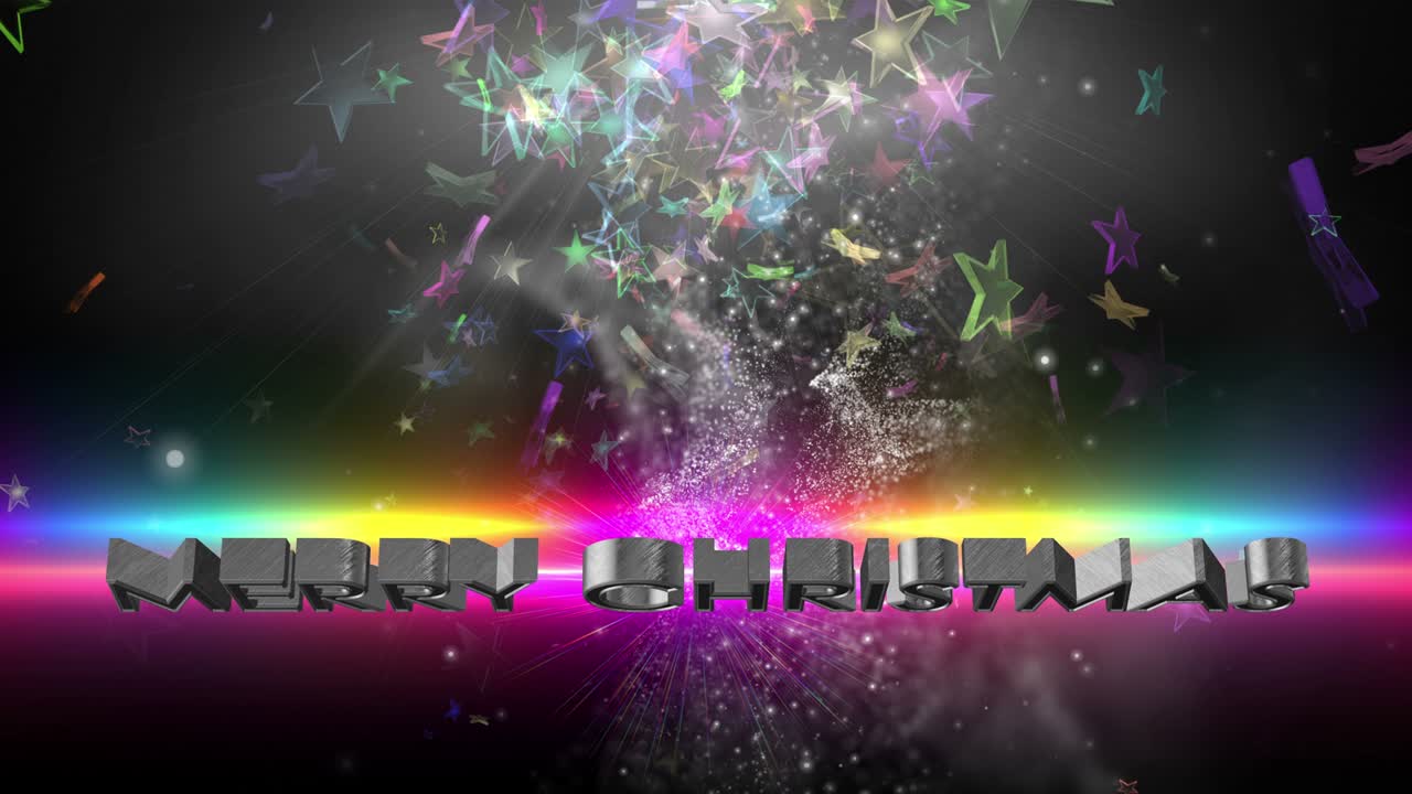 fantástica animación navideña con objeto de onda y estrellas brillantes en cámara lenta, 4096x2304 bucle 4k