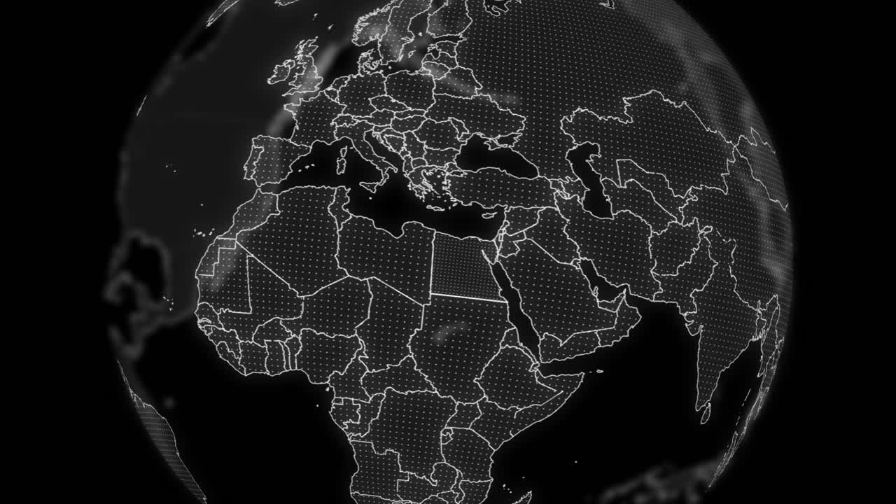 이집트 국가 데이터 분석 기술을 편집하기위한 알파 지구가 회전하고, 영화 비디오는 디지털 지구가 회전하고, 이집트를 확대하고, 템플릿을 편집하기위한 알파 국가