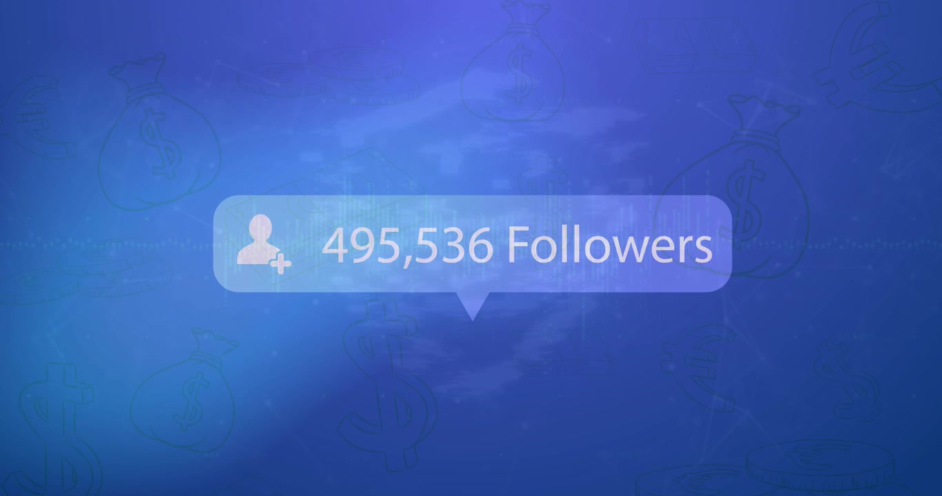 Animation of social media icon and text over online security padlock