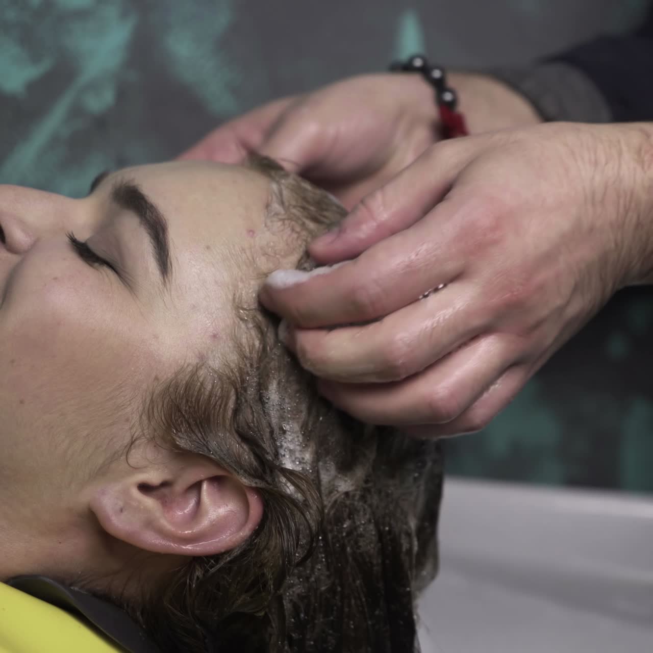 Hair cutting in beauty salon