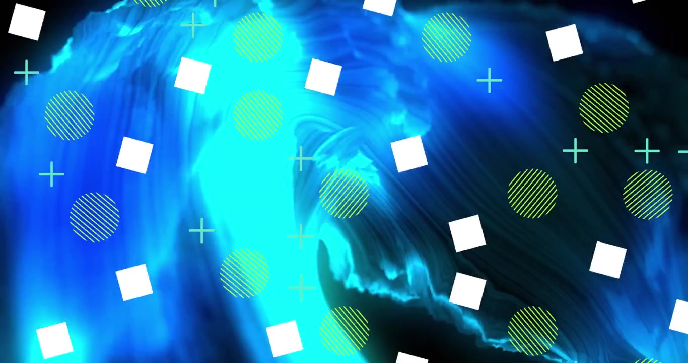 Animation of pattern moving on seamless loop over blue glowing light trails