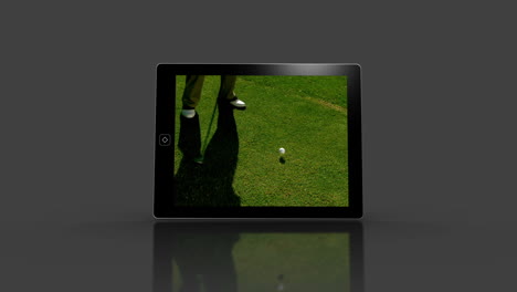 pantallas de dispositivos multimedia que muestran golf