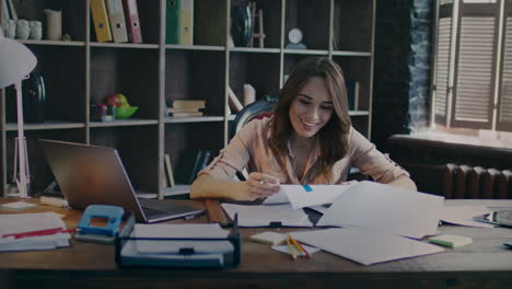 shocked businesswoman see new graphics on documents