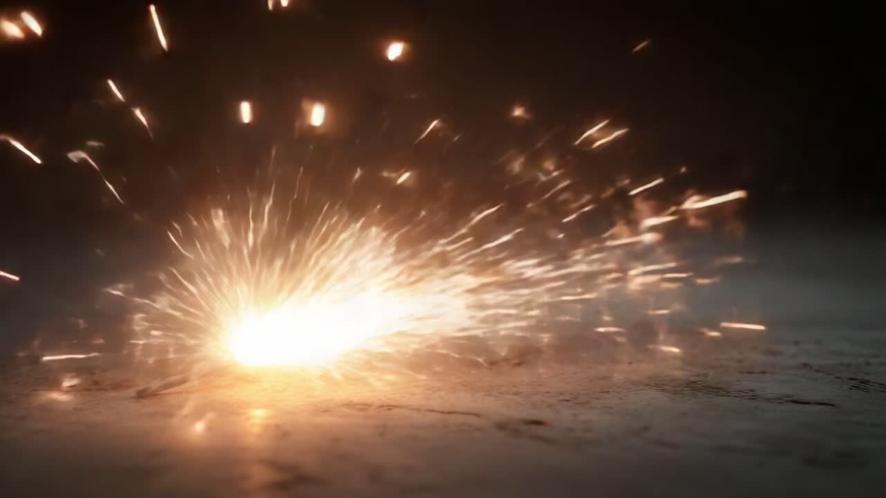 Captivating Sparkler Traces: A Visual Journey through the Mesmerizing Dance of Light and Energy as Sparks Erupt and Illuminate the Dark Surface Beneath