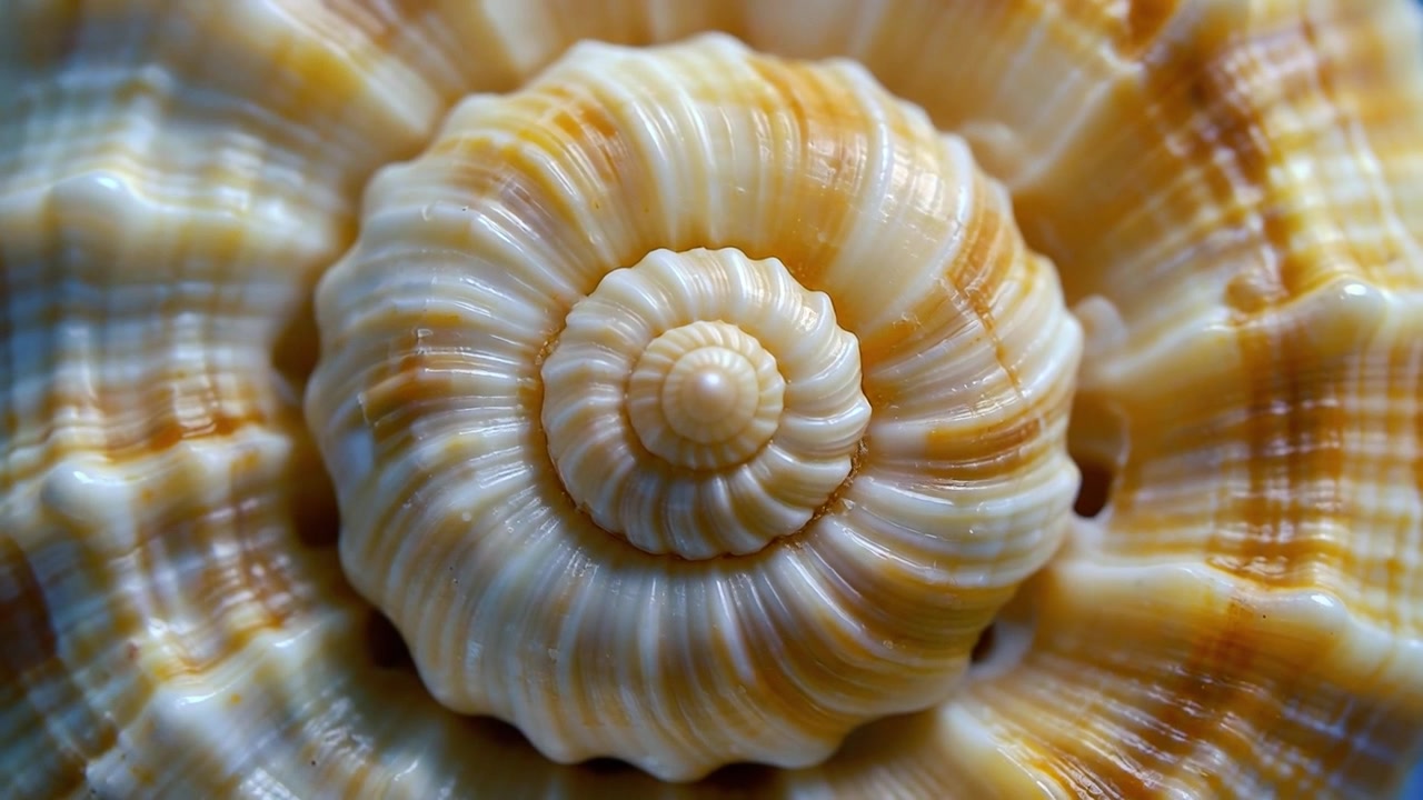 Extreme Close-up of a Spiral Seashell Texture