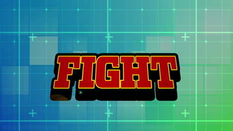 animación de texto de lucha sobre formas en fondo verde
