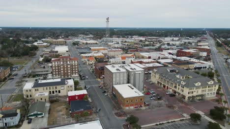 downtown waycross georgia aerial view tracking left