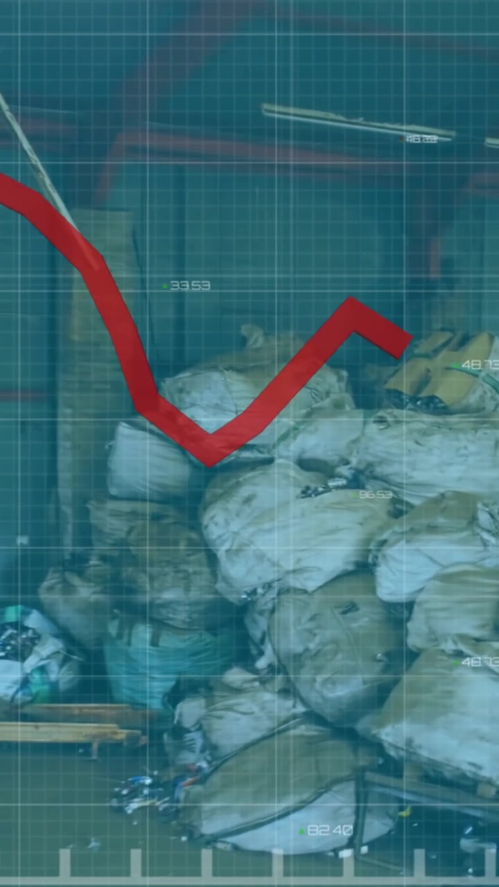 Animazione di elaborazione dati finanziari su una discarica