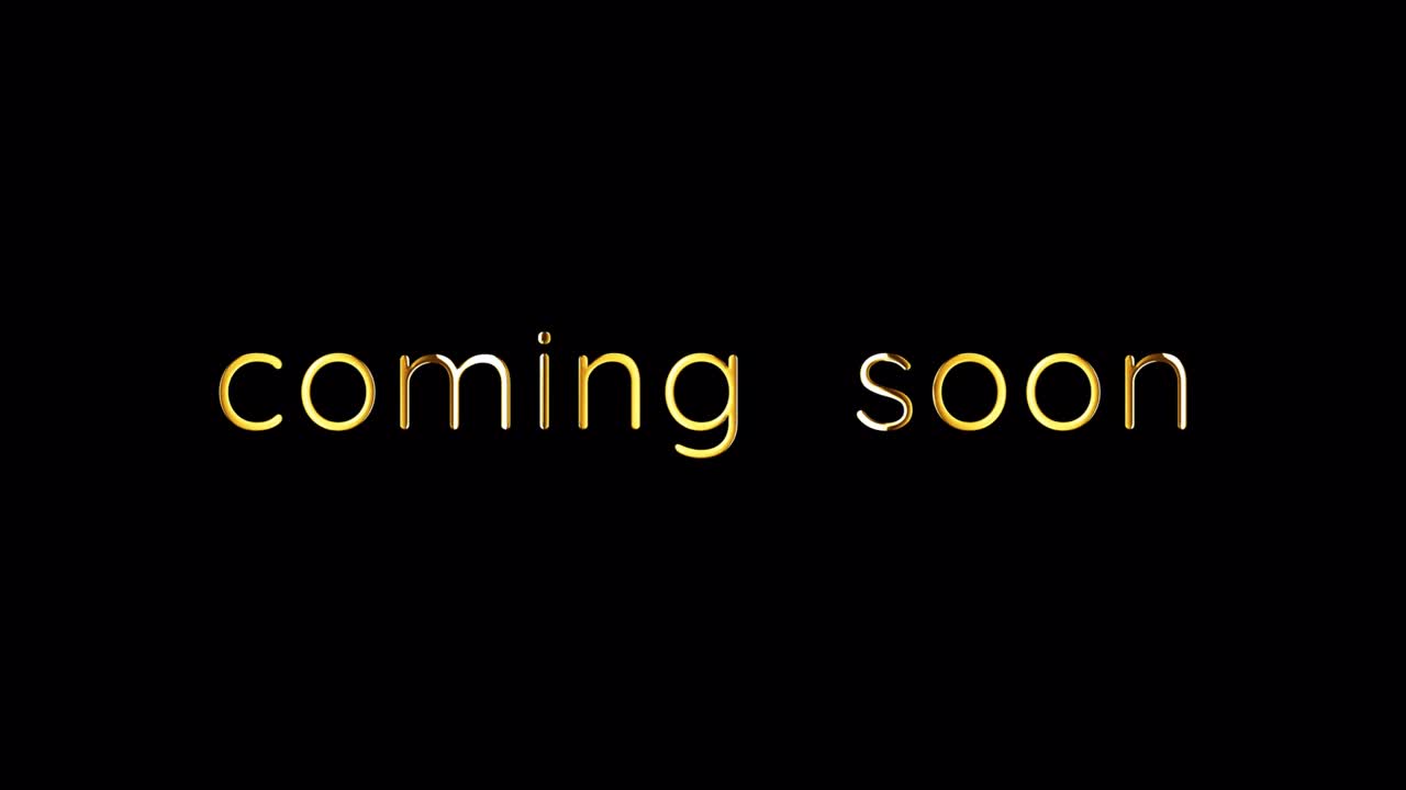Coming Soon golden text banner loop animation isolated word using QuickTime Alpha Channel ProRes 4444. 4K 3D rendering seamless loop Coming Soon word isolate effect element for composition on your vdo.