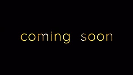 coming soon golden text banner loop animation isolated word using quicktime alpha channel prores 4444. 4k 3d rendering seamless loop coming soon word isolate effect element for composition on your vdo.