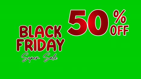 black friday 50 percent discount limited offer shop now text cartoon animation motion graphics on green screen for discount,shop, business concept video elements