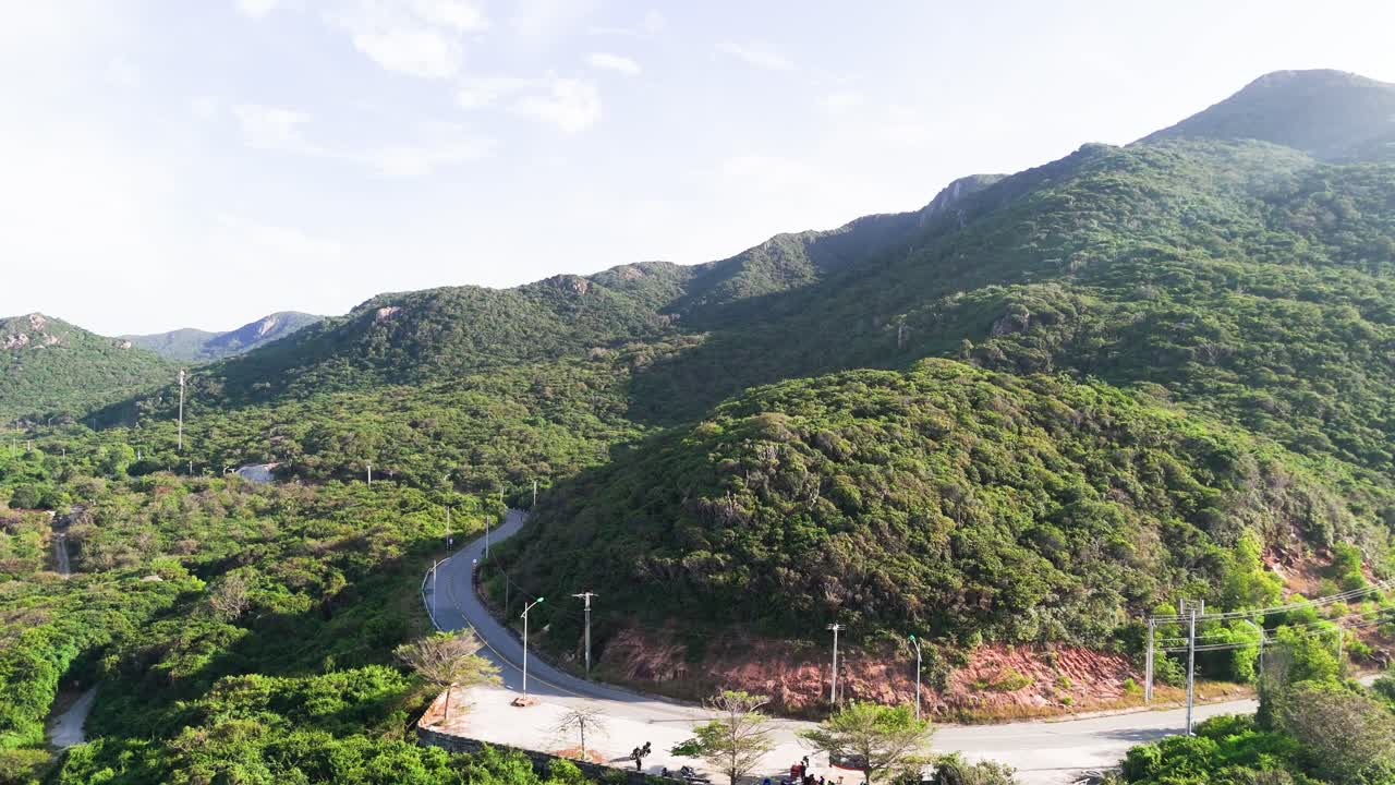 Aerial View Dolly of the Mountains and the Viewpoint in Ninh HảI District.