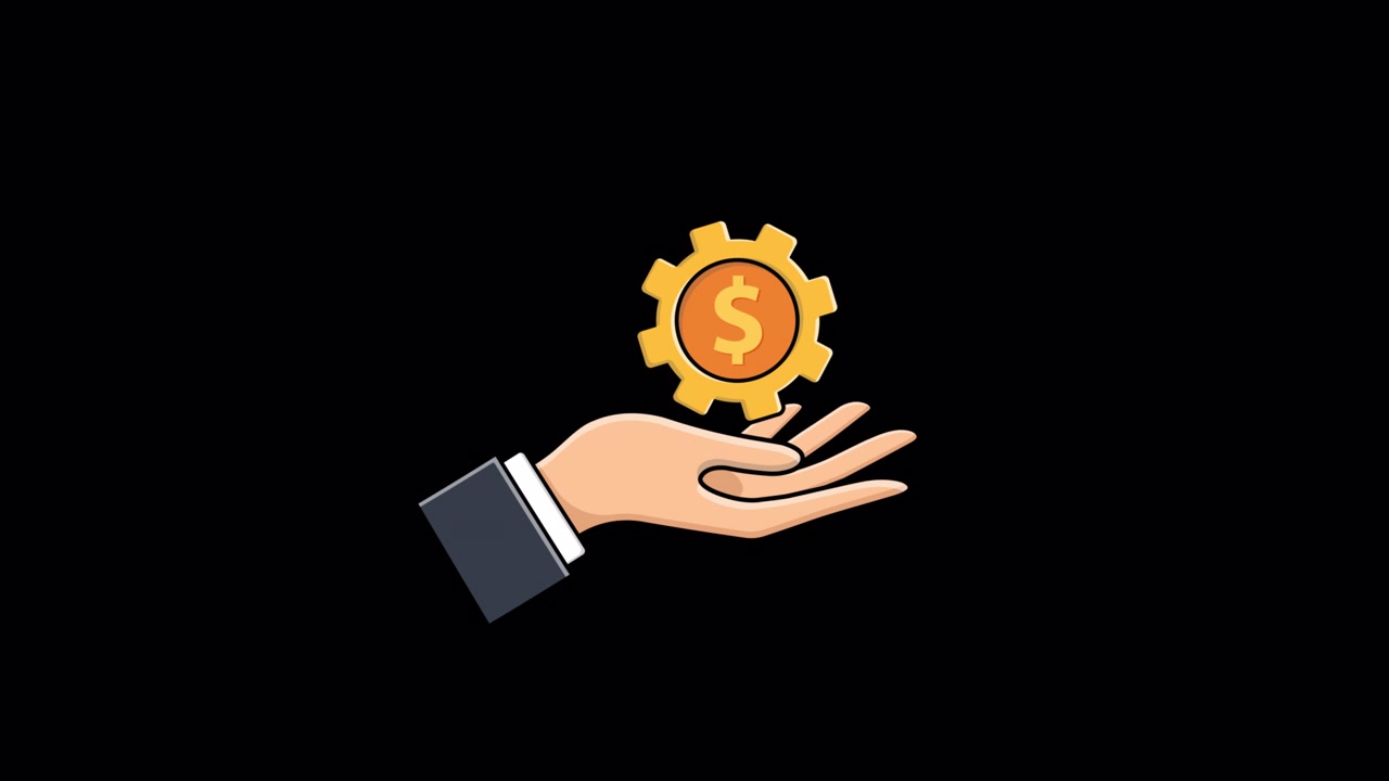 Animated Hand Holding Dollar Coin Gear