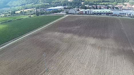 Frescobaldi-aerial-view-of-industry-vineyards,-Chianti-wine-production-company-near-Pontassieve