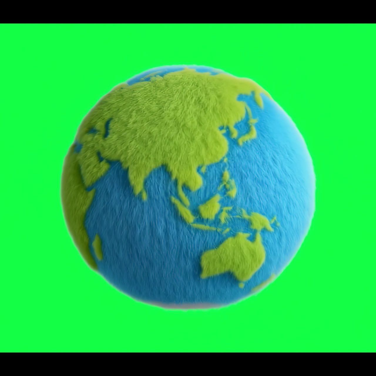 Furry globe animation isolated asset, transparent 4K video, alpha channel, ProRes 4444