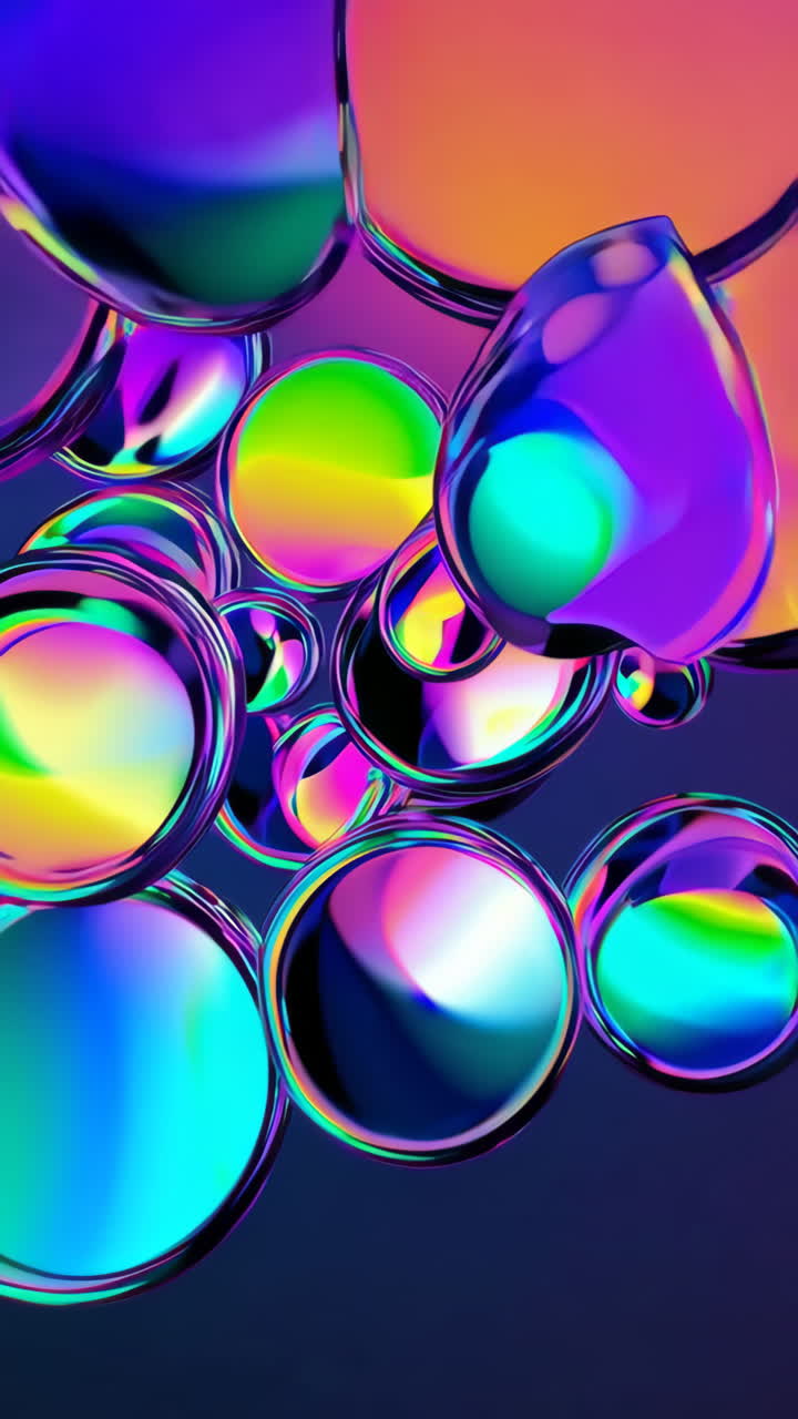 Vibranti sfere e bolle iridescenti, arte astratta.