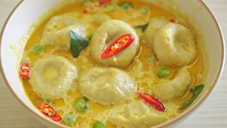 green curry soup with fish ball - thai food style